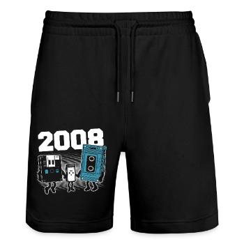 Vintage Born In 2008 Birthday Gift 2008 - Stanley/Stella Trainer Unisex Organic Jogging Shorts - black - Front - Nik (191cm) & Marisol (170cm)