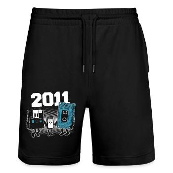Vintage Born In 2011 Geburtstagsgeschenk 2011 - Stanley/Stella Unisex Bio Joggingshorts Trainer  - Schwarz - Vorne - Nik (191cm) & Marisol (170cm)