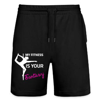 Pole Dance - My Fitness is your Fantasy - Stanley/Stella Unisex Bio Joggingshorts Trainer  - Schwarz - Vorne - Nik (191cm) & Marisol (170cm)