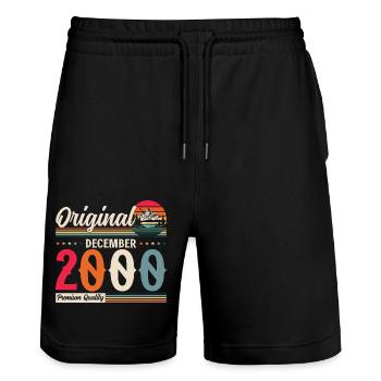 24th Birthday Vintage December 2000 Vintage - Stanley/Stella Trainer Unisex Organic Jogging Shorts - black - Front - Nik (191cm) & Marisol (170cm)
