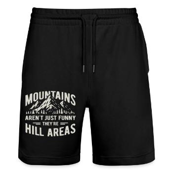 Mountains are hill areas - hilarious pun - Stanley/Stella Unisex Bio Joggingshorts Trainer  - Schwarz - Vorne - Nik (191cm) & Marisol (170cm)