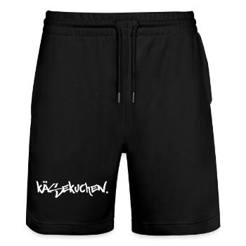 Lustiges und stylisches T-Shirt Käsekuchen - Stanley/Stella Unisex Bio Joggingshorts Trainer  - Schwarz - Vorne - Nik (191cm) & Marisol (170cm)