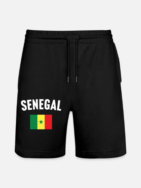 Senegal Flag - Stanley/Stella Trainer Unisex Organic Jogging Shorts - black