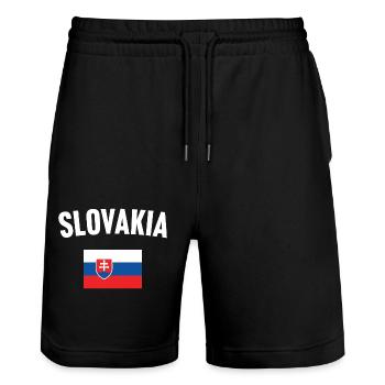 Slowakei Flagge - Stanley/Stella Unisex Bio Joggingshorts Trainer  - Schwarz - Vorne - Nik (191cm) & Marisol (170cm)