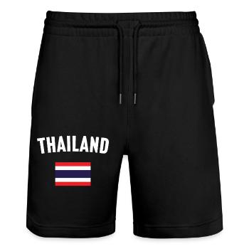 Thailand Flag - Stanley/Stella Trainer Unisex Organic Jogging Shorts - black - Front - Nik (191cm) & Marisol (170cm)