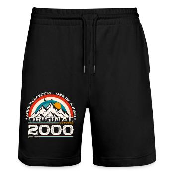 24th Birthday Vintage October 2000 Vintage - Stanley/Stella Trainer Unisex Organic Jogging Shorts - black - Front - Nik (191cm) & Marisol (170cm)