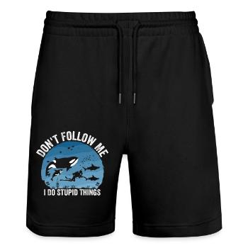 Don't Follow Me I Do Stupid Things - Scuba Diving - Short de jogging bio TRAINER Stanley/Stella unisexe - noir - Devant - Nik (191cm) & Marisol (170cm)