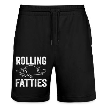 Rolling Fatties Katze Lustig Fett Kätzchen Katze Liebhaber - Stanley/Stella Unisex Bio Joggingshorts Trainer  - Schwarz - Vorne - Nik (191cm) & Marisol (170cm)