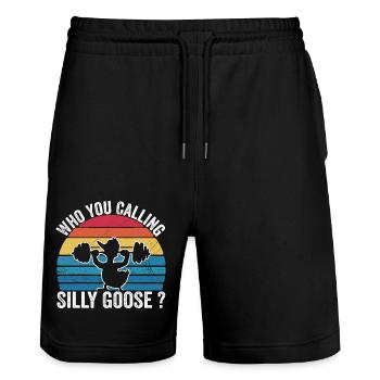 Who You Calling Silly Goose | Funny Gym Meme - Short de jogging bio TRAINER Stanley/Stella unisexe - noir - Devant - Nik (191cm) & Marisol (170cm)