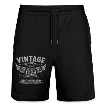 Jahrgang August 1994, Baujahr August 1994 - August 1994 - Stanley/Stella Unisex Bio Joggingshorts Trainer  - Schwarz - Vorne - Nik (191cm) & Marisol (170cm)