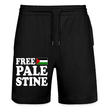 Free palestine - Short de jogging bio TRAINER Stanley/Stella unisexe - noir - Devant - Nik (191cm) & Marisol (170cm)