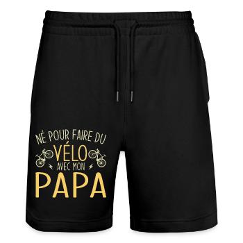 né pour faire du vélo avec papa - Short de jogging bio TRAINER Stanley/Stella unisexe - noir - Devant - Nik (191cm) & Marisol (170cm)