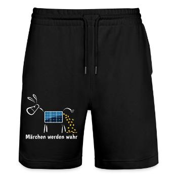 Märchen werden wahr - Goldesel - Photovoltaik - Stanley/Stella Unisex Bio Joggingshorts Trainer  - Schwarz - Vorne - Nik (191cm) & Marisol (170cm)