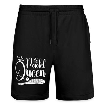 Frauen Padel Queen Padel Spielerin Tennis Padelistin - Stanley/Stella Unisex Bio Joggingshorts Trainer  - Schwarz - Vorne - Nik (191cm) & Marisol (170cm)