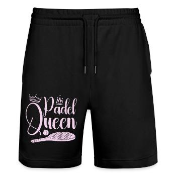Frauen Padel Queen Padel Spielerin Tennis Padelistin - Stanley/Stella Unisex Bio Joggingshorts Trainer  - Schwarz - Vorne - Nik (191cm) & Marisol (170cm)