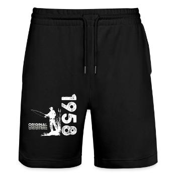66th Birthday Angler Fishing 1958 Vintage 1958 - Stanley/Stella Trainer Unisex Organic Jogging Shorts - black - Front - Nik (191cm) & Marisol (170cm)