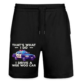 Das ist es, was ich tue, ich fahre ein kleines Auto - Stanley/Stella Unisex Bio Joggingshorts Trainer  - Schwarz - Vorne - Nik (191cm) & Marisol (170cm)