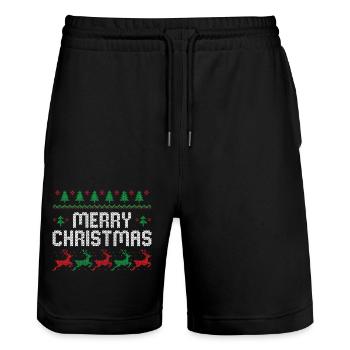 Joyeux Noël - Short de jogging bio TRAINER Stanley/Stella unisexe - noir - Devant - Nik (191cm) & Marisol (170cm)