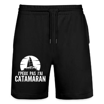 I can't I have catamaran! Catamaran Gift Idea - Stanley/Stella Trainer Unisex Organic Jogging Shorts - black - Front - Nik (191cm) & Marisol (170cm)
