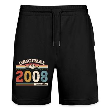 16th Birthday Year 2008 Vintage 2008 Original - Stanley/Stella Trainer Unisex Organic Jogging Shorts - black - Front - Nik (191cm) & Marisol (170cm)