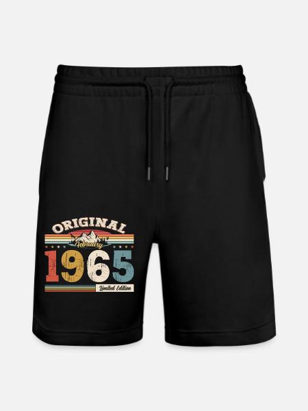 60-års fødselsdagsgave Man Original februar 1965 - Stanley/Stella Trainer økologiske unisex joggingshorts - sort