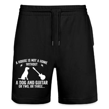 Gitarrist und Hundeliebhaber - Stanley/Stella Unisex Bio Joggingshorts Trainer  - Schwarz - Vorne - Nik (191cm) & Marisol (170cm)