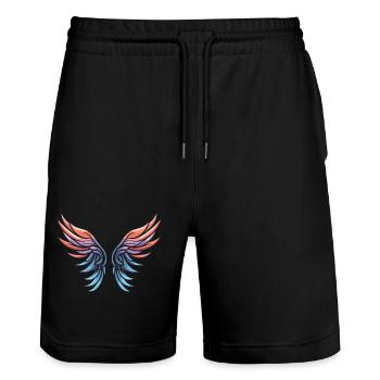 Wing Icon - Stanley/Stella Trainer Unisex Organic Jogging Shorts - black - Front - Nik (191cm) & Marisol (170cm)