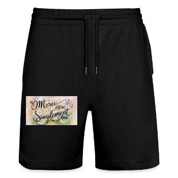 Merci d'être authentiquement toi - Short de jogging bio TRAINER Stanley/Stella unisexe - noir - Devant - Nik (191cm) & Marisol (170cm)