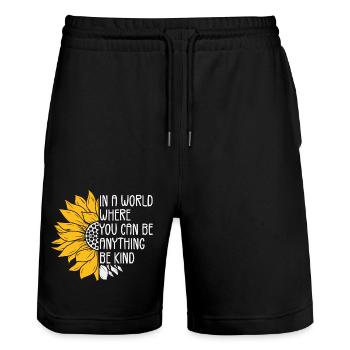 in einer Welt, in der du alles sein kannst, freundlich sein kannst - Stanley/Stella Unisex Bio Joggingshorts Trainer  - Schwarz - Vorne - Nik (191cm) & Marisol (170cm)