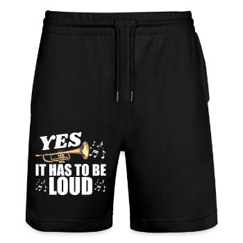Trumpet Player Men Women Trumpetist Gag Trumpet - Stanley/Stella Trainer Unisex Organic Jogging Shorts - black - Front - Nik (191cm) & Marisol (170cm)