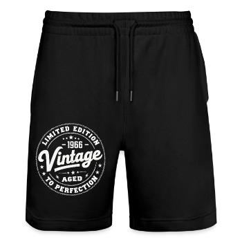 Legend since 1966 Awesome since 1966 Retro 1966 - Stanley/Stella Trainer Unisex Organic Jogging Shorts - black - Front - Nik (191cm) & Marisol (170cm)