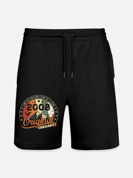 Origineel Geboren in januari verjaardag | Januari 2008 - Stanley/Stella uniseks bio-joggingshorts Mover  - zwart
