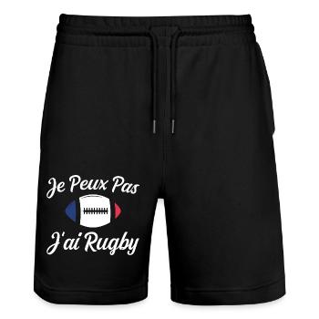 I can't I have rugby humor gift - Stanley/Stella Trainer Unisex Organic Jogging Shorts - black - Front - Nik (191cm) & Marisol (170cm)