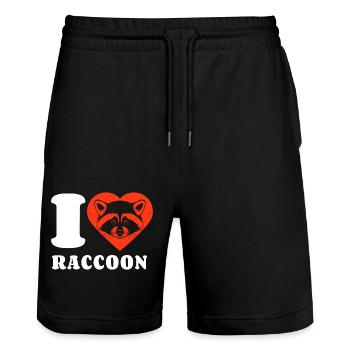 I Love Raccoon - Herz - Geschenk - Stanley/Stella Unisex Bio Joggingshorts Trainer  - Schwarz - Vorne - Nik (191cm) & Marisol (170cm)