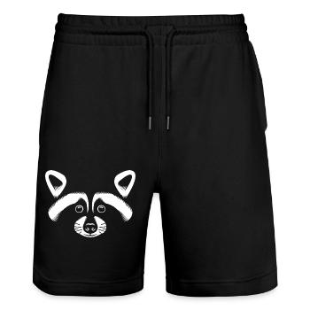 Waschbär Kostüm - Waschbrett Bauch Geschenk - Stanley/Stella Unisex Bio Joggingshorts Trainer  - Schwarz - Vorne - Nik (191cm) & Marisol (170cm)
