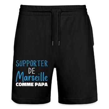 Enfant Humour Marseillais Supporter de Marseille - Short de jogging bio TRAINER Stanley/Stella unisexe - noir - Devant - Nik (191cm) & Marisol (170cm)
