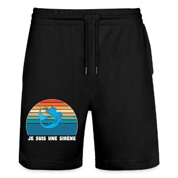 Kleine Meerjungfrau Humor - Stanley/Stella Unisex Bio Joggingshorts Trainer  - Schwarz - Vorne - Nik (191cm) & Marisol (170cm)