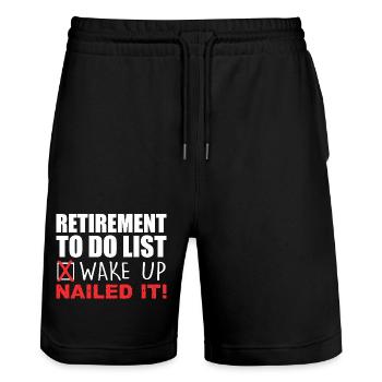 Retirement Design For Men Women Retired People - Stanley/Stella Trainer Unisex Organic Jogging Shorts - black - Front - Nik (191cm) & Marisol (170cm)