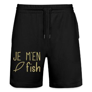 Je m'en fish - Short de jogging bio TRAINER Stanley/Stella unisexe - noir - Devant - Nik (191cm) & Marisol (170cm)