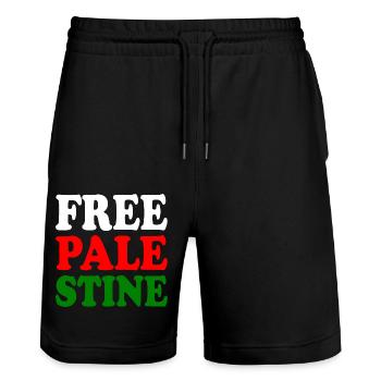 Free palestine - Stanley/Stella Trainer Unisex Organic Jogging Shorts - black - Front - Nik (191cm) & Marisol (170cm)