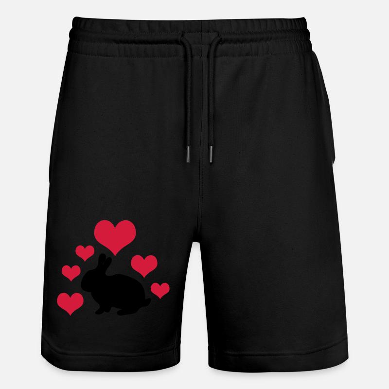 Hase mit 6 Herzen 2 - Stanley/Stella Unisex Bio Joggingshorts Trainer - Schwarz