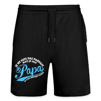 Parfait Papa - Short de jogging bio TRAINER Stanley/Stella unisexe - noir - Devant - Nik (191cm) & Marisol (170cm)