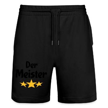 Lustige Geschenke für den Chef - Stanley/Stella Unisex Bio Joggingshorts Trainer  - Schwarz - Vorne - Nik (191cm) & Marisol (170cm)