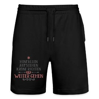 lustige Sprüche - Stanley/Stella Unisex Bio Joggingshorts Trainer  - Schwarz - Vorne - Nik (191cm) & Marisol (170cm)