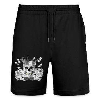 Tete de mort - Short de jogging bio TRAINER Stanley/Stella unisexe - noir - Devant - Nik (191cm) & Marisol (170cm)