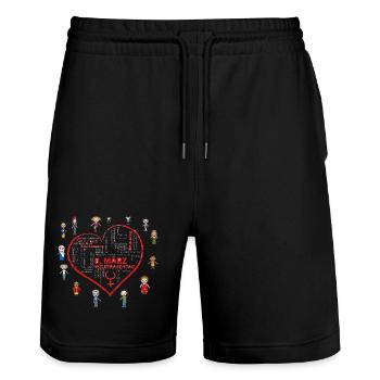 International Women's Day Women's Day 8 March - Stanley/Stella Trainer Unisex Organic Jogging Shorts - black - Front - Nik (191cm) & Marisol (170cm)