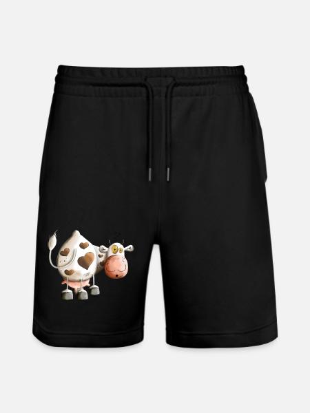Kuh mit Herz - Stanley/Stella Unisex Bio Joggingshorts Trainer  - Schwarz