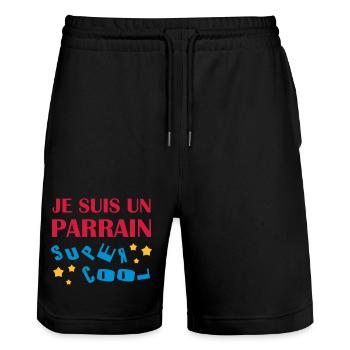 Onkel / Tante / Vetter / Cousin / Kusine - Stanley/Stella Unisex Bio Joggingshorts Trainer  - Schwarz - Vorne - Nik (191cm) & Marisol (170cm)