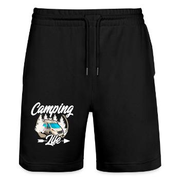 Camping vie - Short de jogging bio TRAINER Stanley/Stella unisexe - noir - Devant - Nik (191cm) & Marisol (170cm)