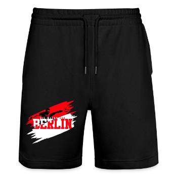 Fußball Berlin - Stanley/Stella Unisex Bio Joggingshorts Trainer  - Schwarz - Vorne - Nik (191cm) & Marisol (170cm)